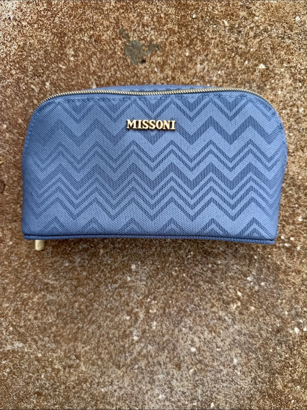 Missoni Blue Chevron Zip Cosmetic Case